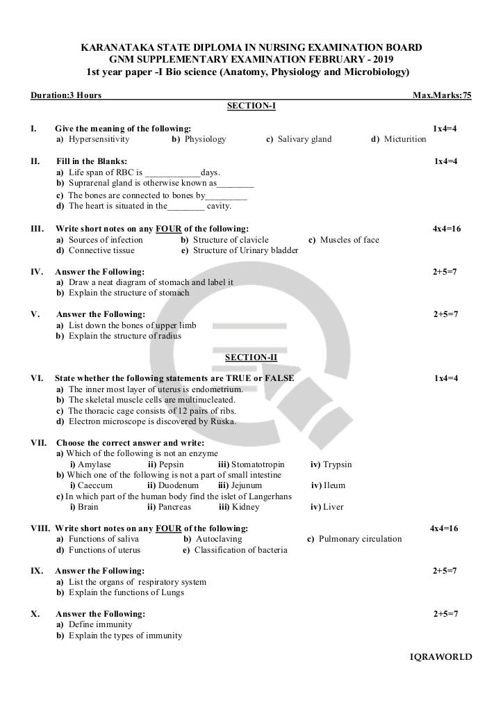 1.1 anatomy & physiology papers QP