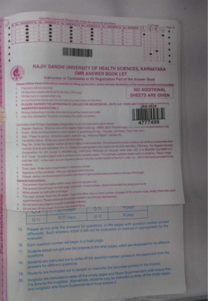 answer paper represetation