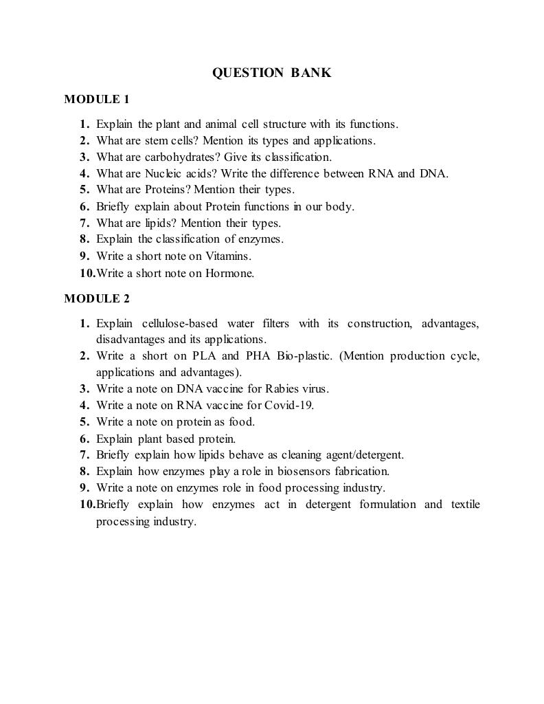 Biology Module-Wise QB
