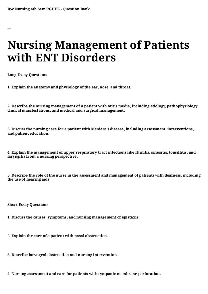 AHN 2 BSC NURSING 4TH SEM QUESTION BANK