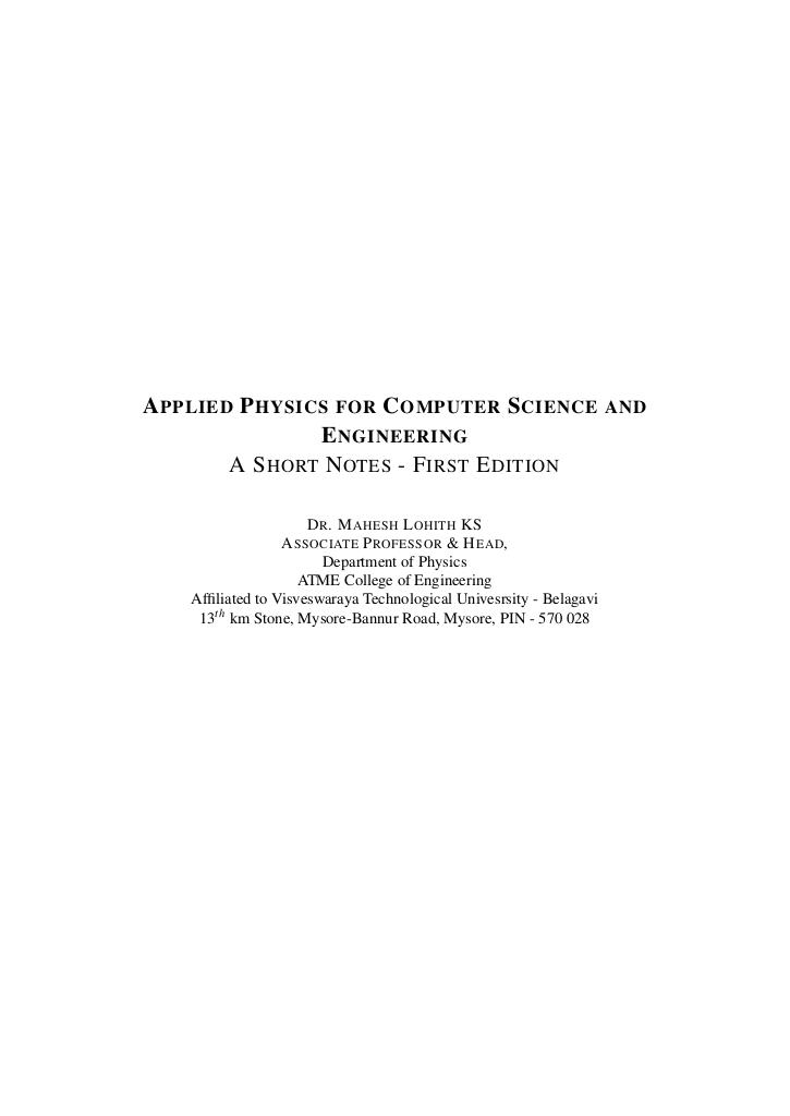 Applied Physics for Computer Science and Allied Programmes-1-2
