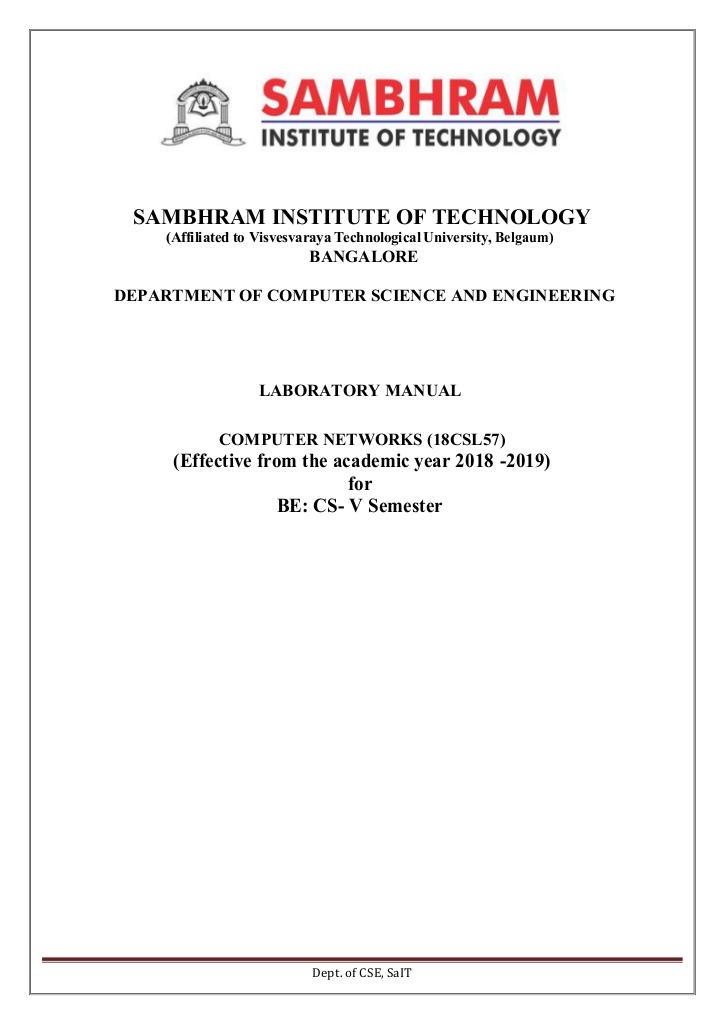Computer networks lab manual BCS502 ,CN
