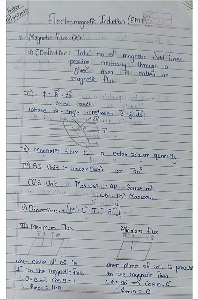 Preview of Class 12 Physics EMI Notes (Most Important Formulas + Derivations + Diagrams)