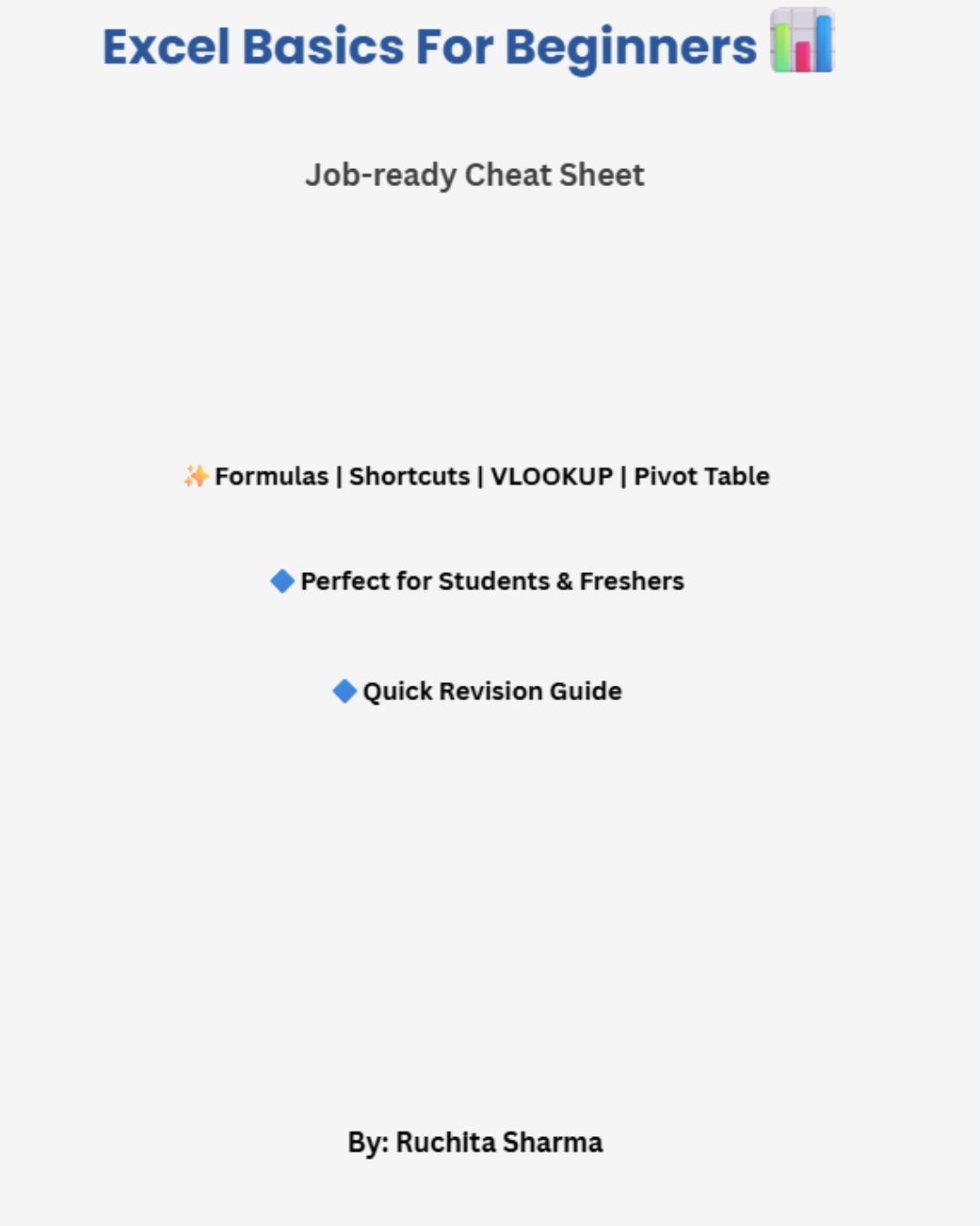 Preview of Excel Basics for Beginners| Job Ready Notes & Cheat Sheet