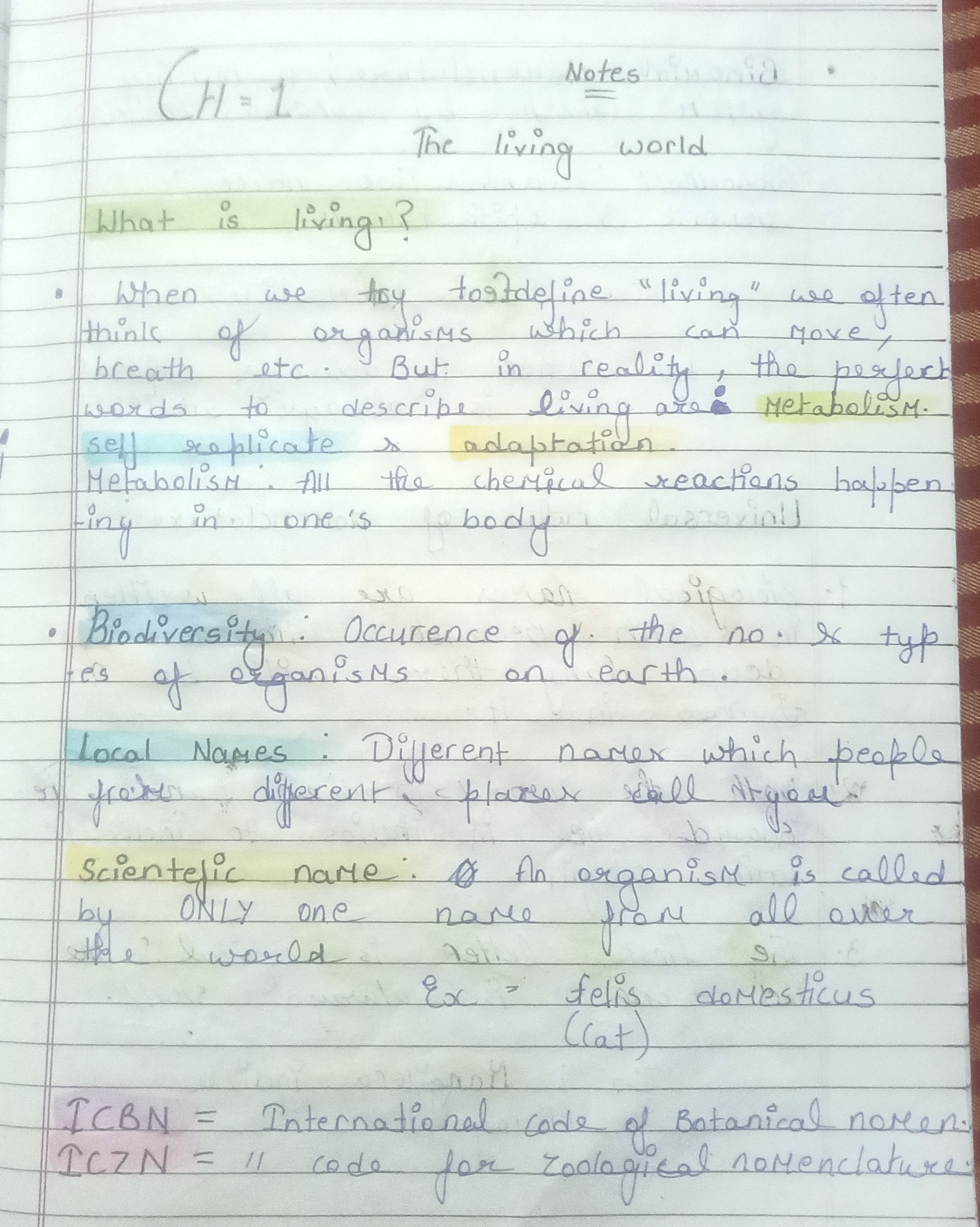 Preview of Class 11th Biology Chapter 1 - The Living World - Short notes