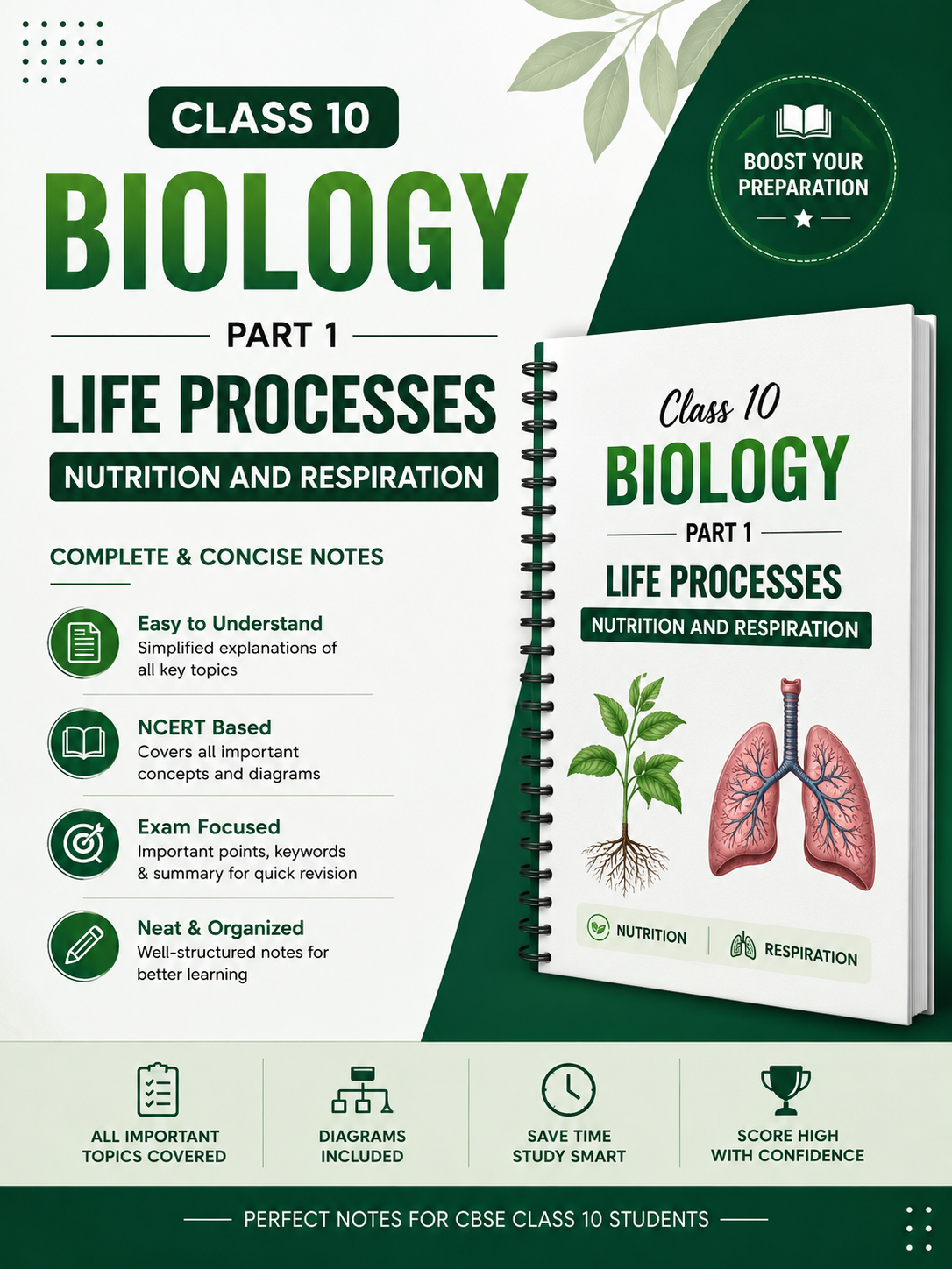Preview of CLASS 10 BIOLOGY - LIFE PROCESSES , PART 1 - NUTRITION & RESPIRATION