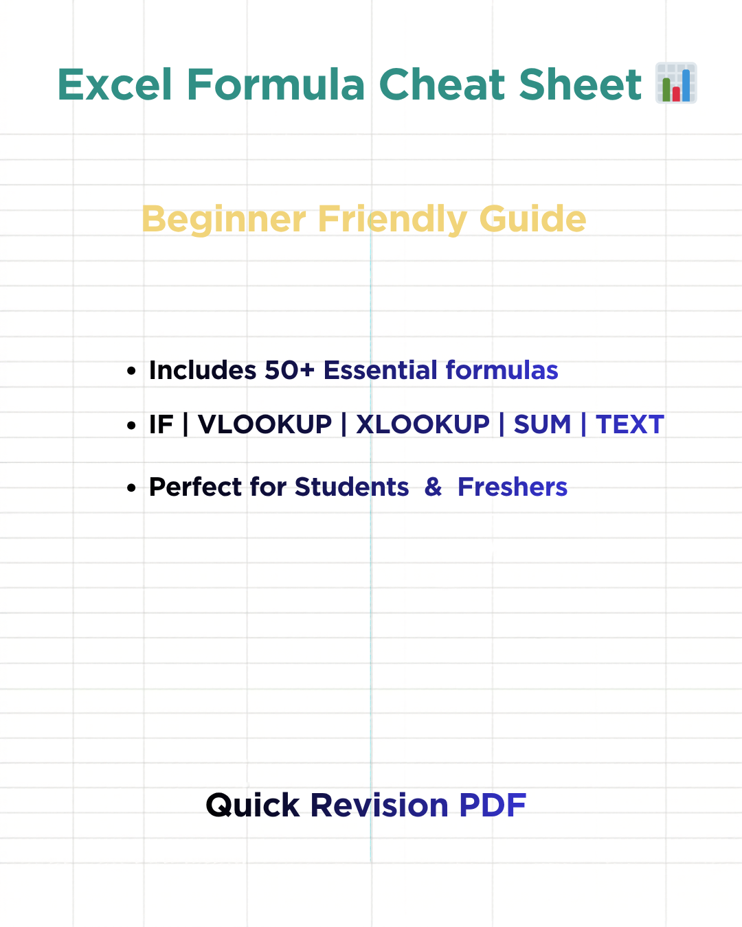 Preview of Excel Formula Cheat Sheet | Quick Revision Guide for Beginners