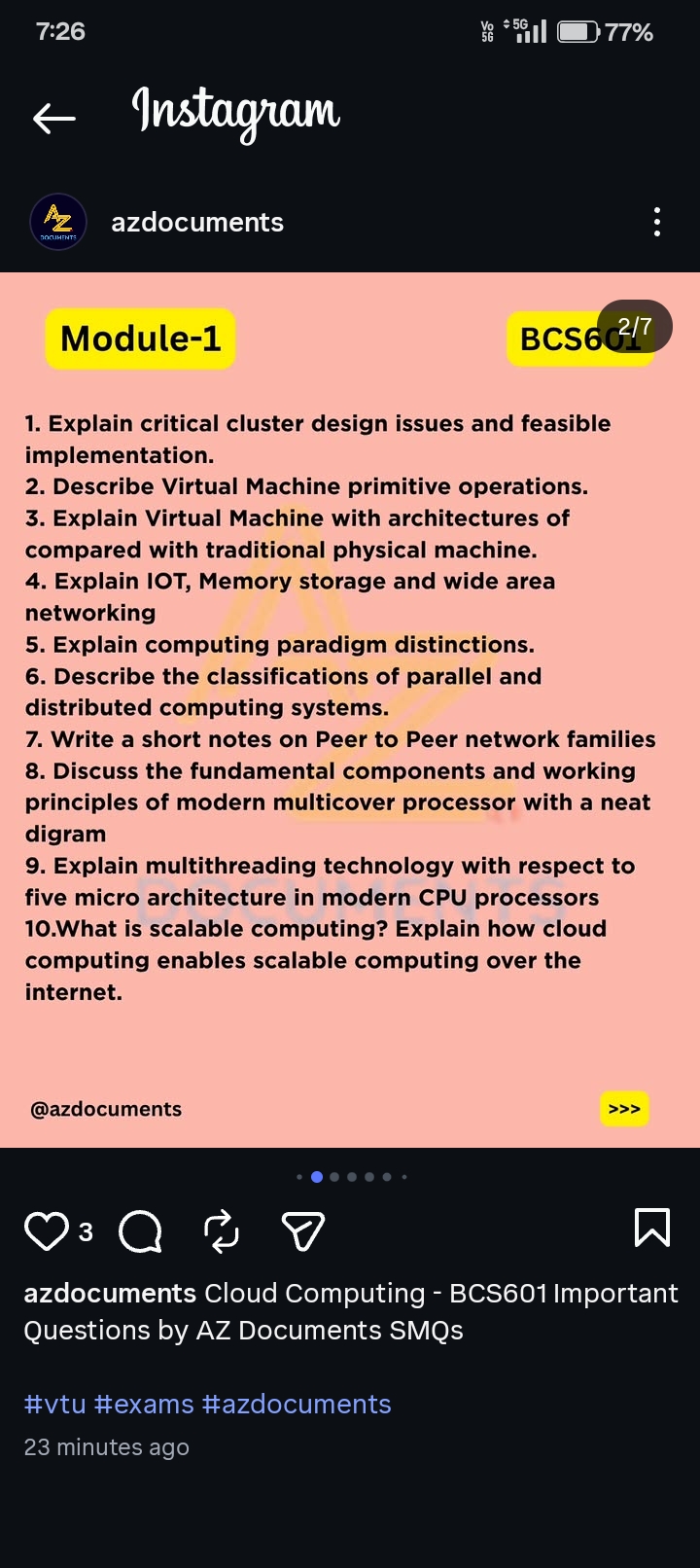 Cover preview of Cloud computing notes of module 1 and 2