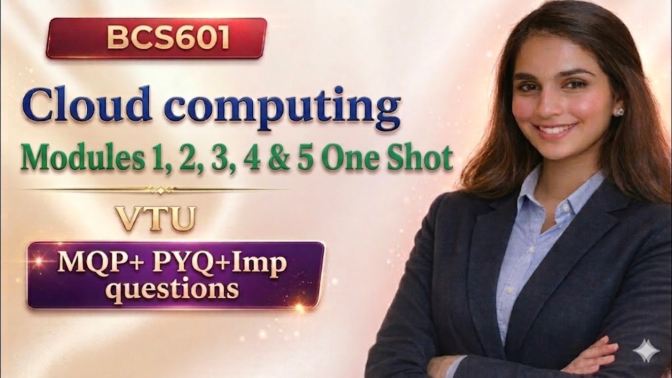 Cover preview of Cloud Computing Module 1,2,3,4,and 5 Important Questions with Solutions | BCS601 Notes PDF | Edu Yodha
