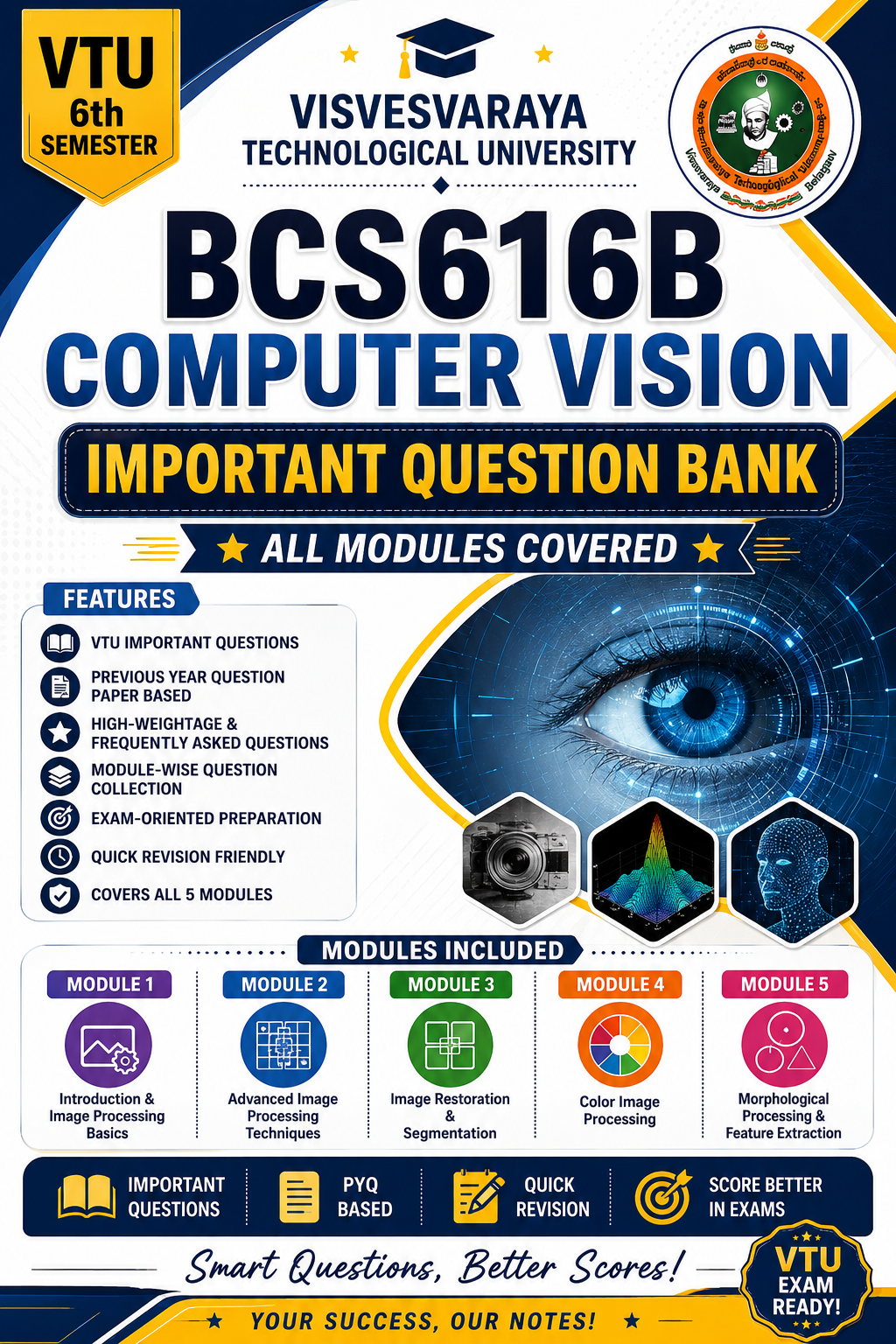 Download BCS613B Computer vision Important Questions Bank | 6th Sem. PDF - Vidyari