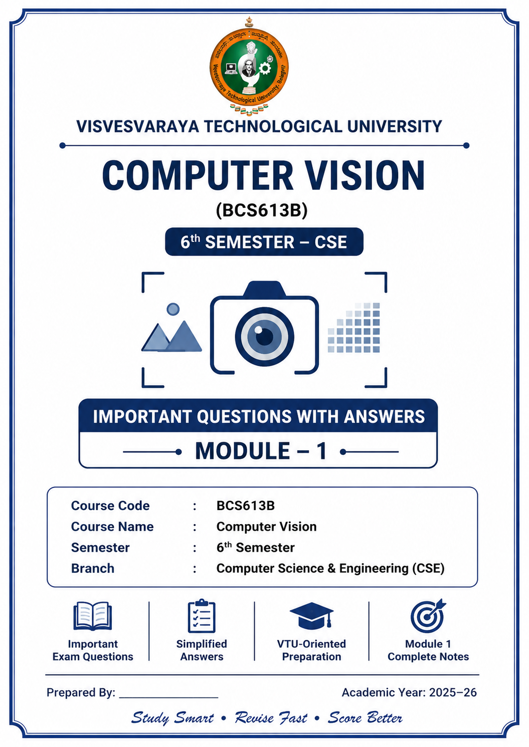 Download BCS613B Computer vision Module 1 imp qn with ans. PDF - Vidyari