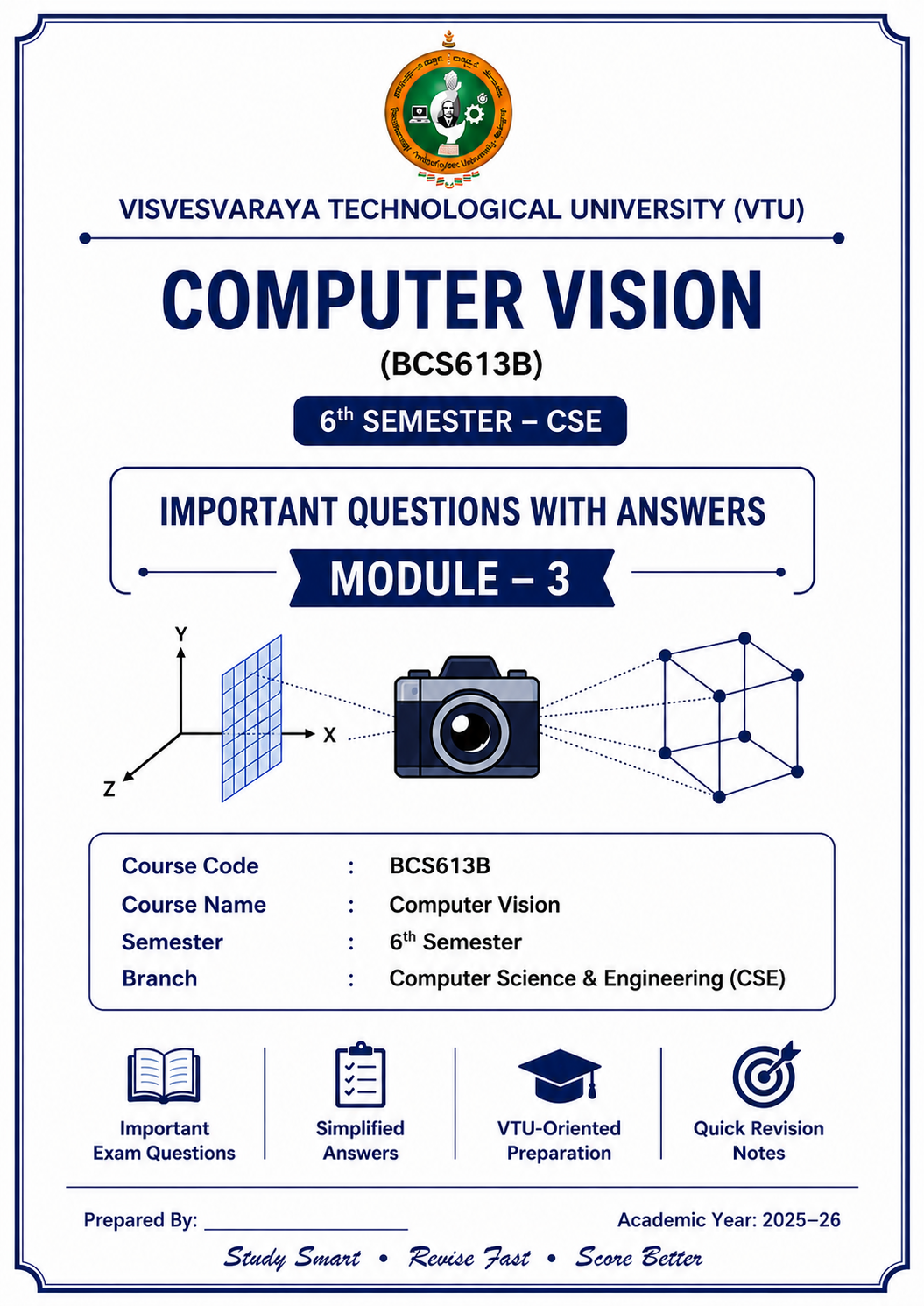 Download BCS613B Computer vision Module 3 imp qn with answers. PDF - Vidyari