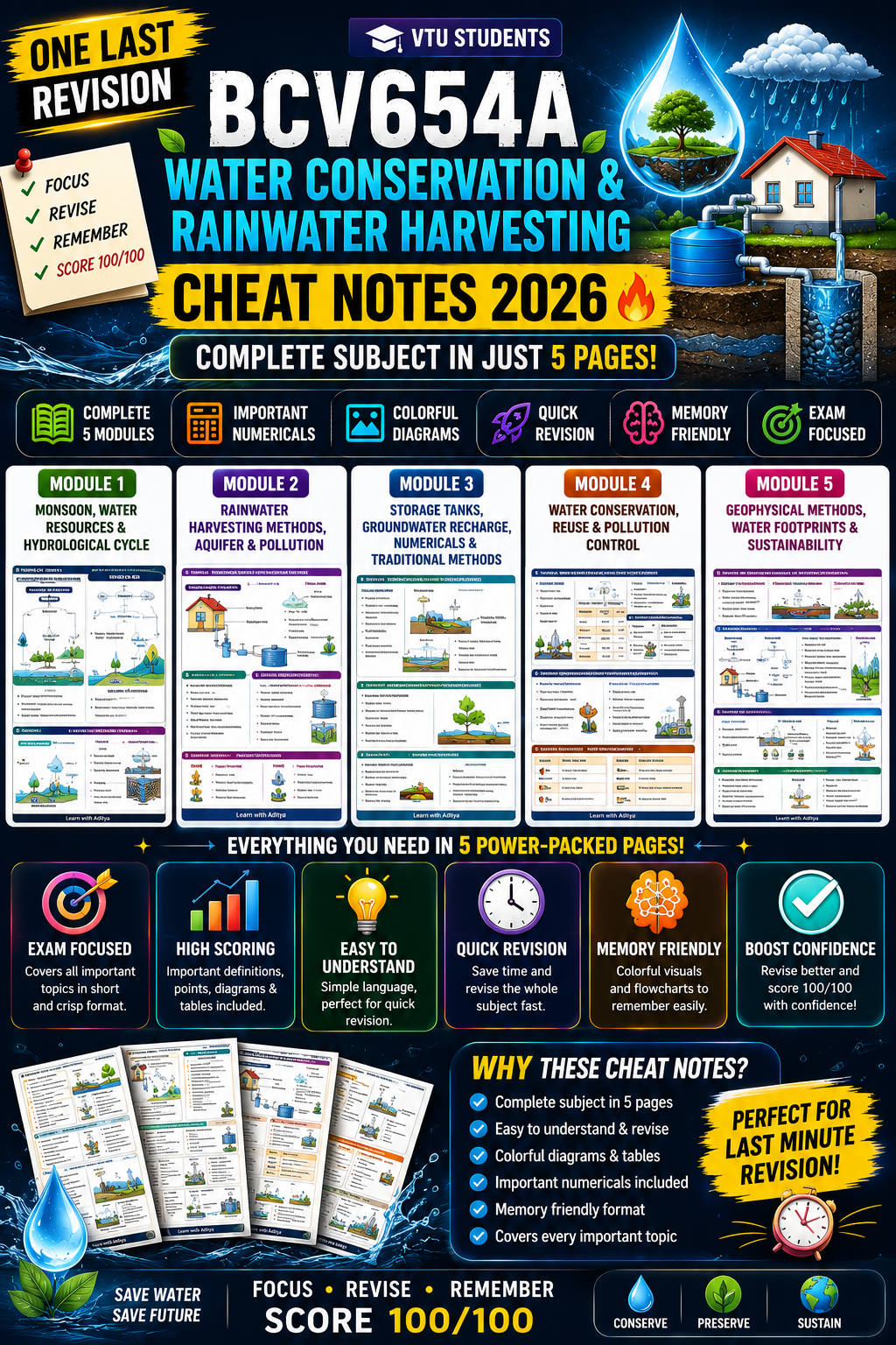 Download BCV654A Cheat Notes 2026 | One Last Revision | Water Conservation & Rainwater Harvesting - Vidyari