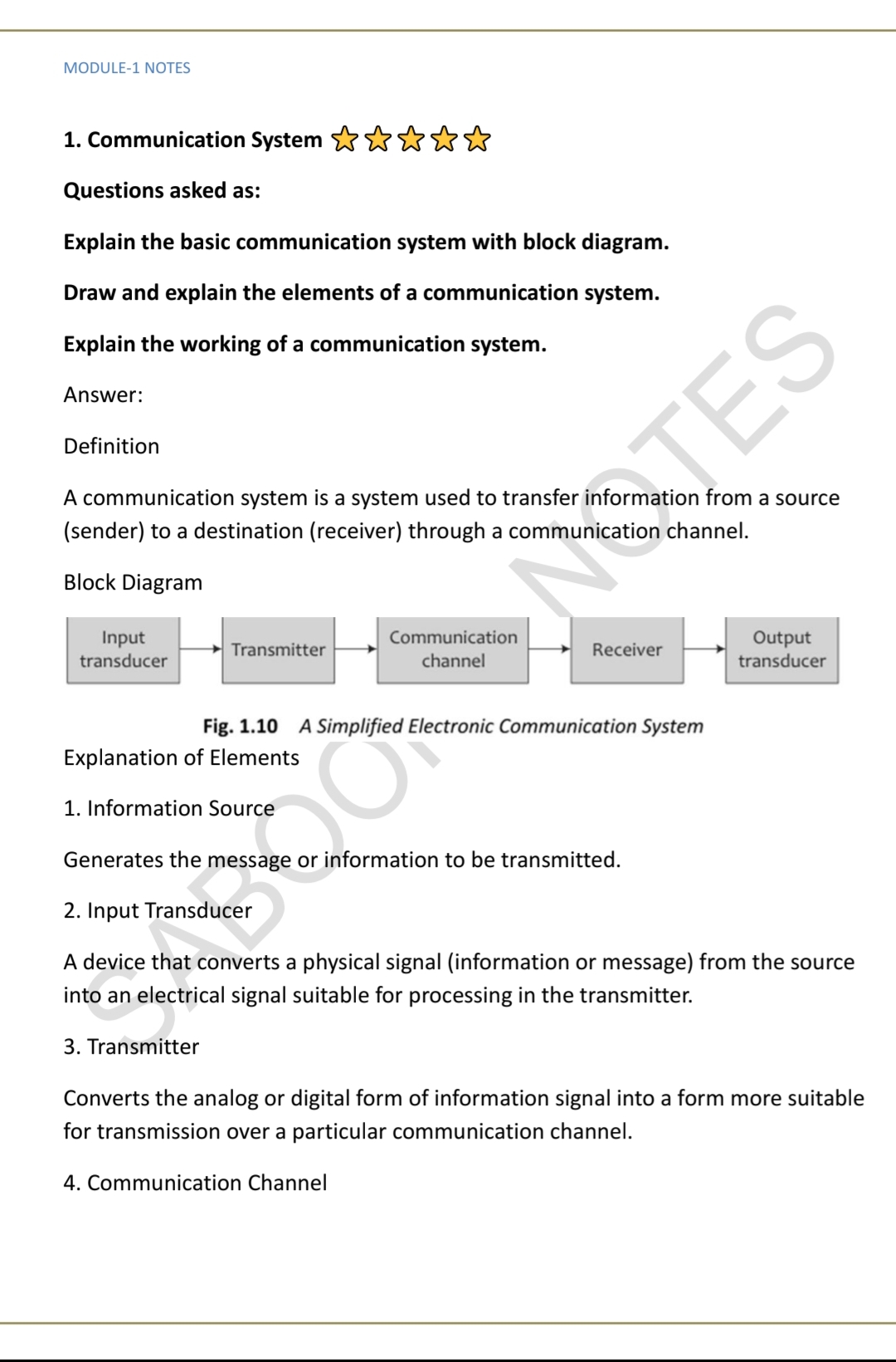 Download Electronics communication system module 1 super important  - Vidyari