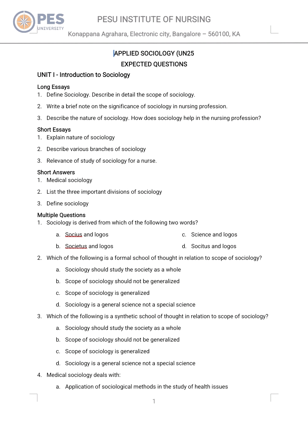 Download Applied Sociology B. Sc Nursing - Vidyari
