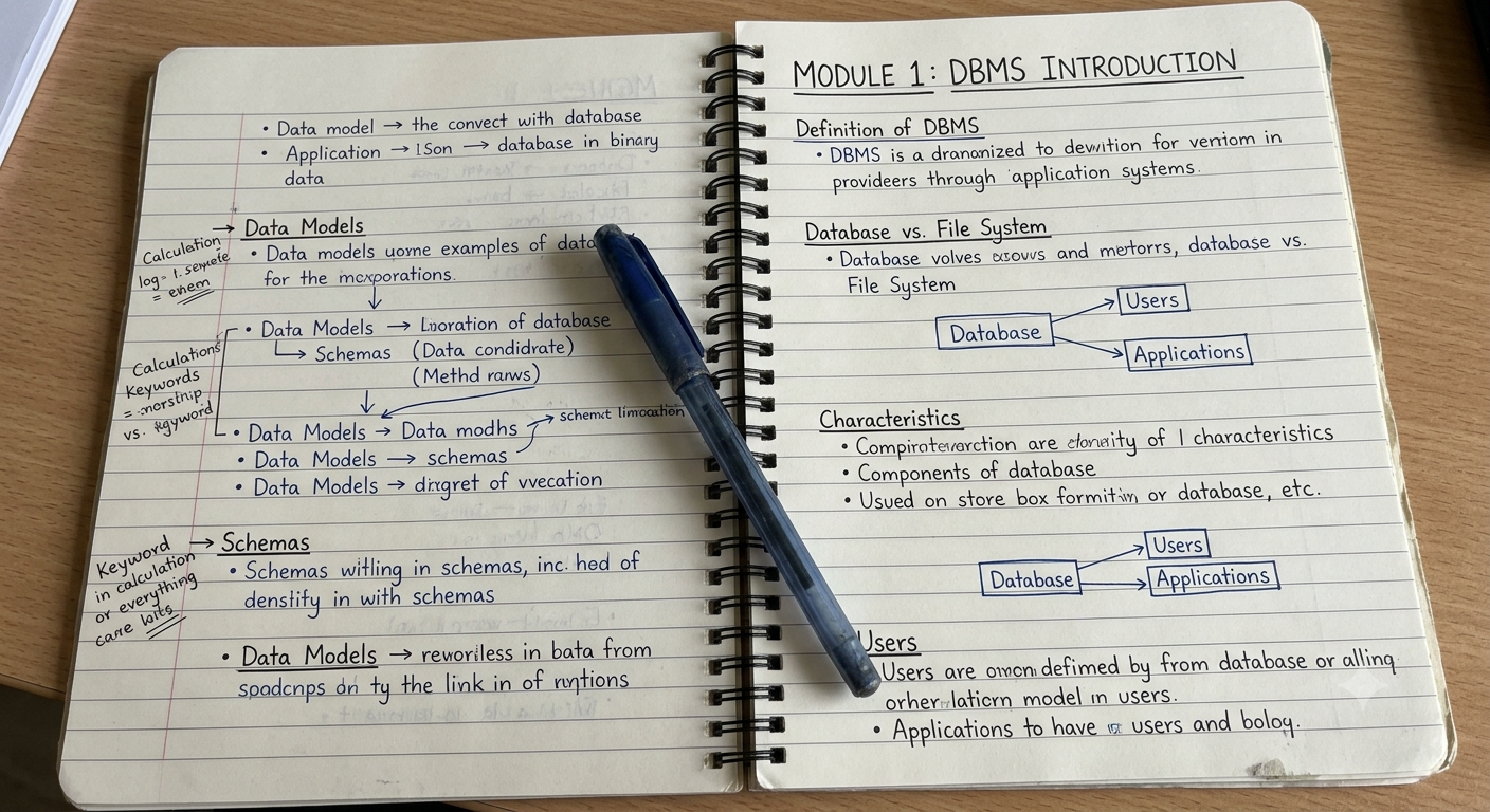 Download  DBMS BCS403 Module 1 important notes - Vidyari