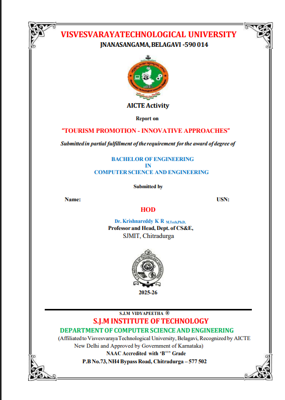 Download AICTE Activity Report on “TOURISM PROMOTION - INNOVATIVE APPROACHES” - Vidyari