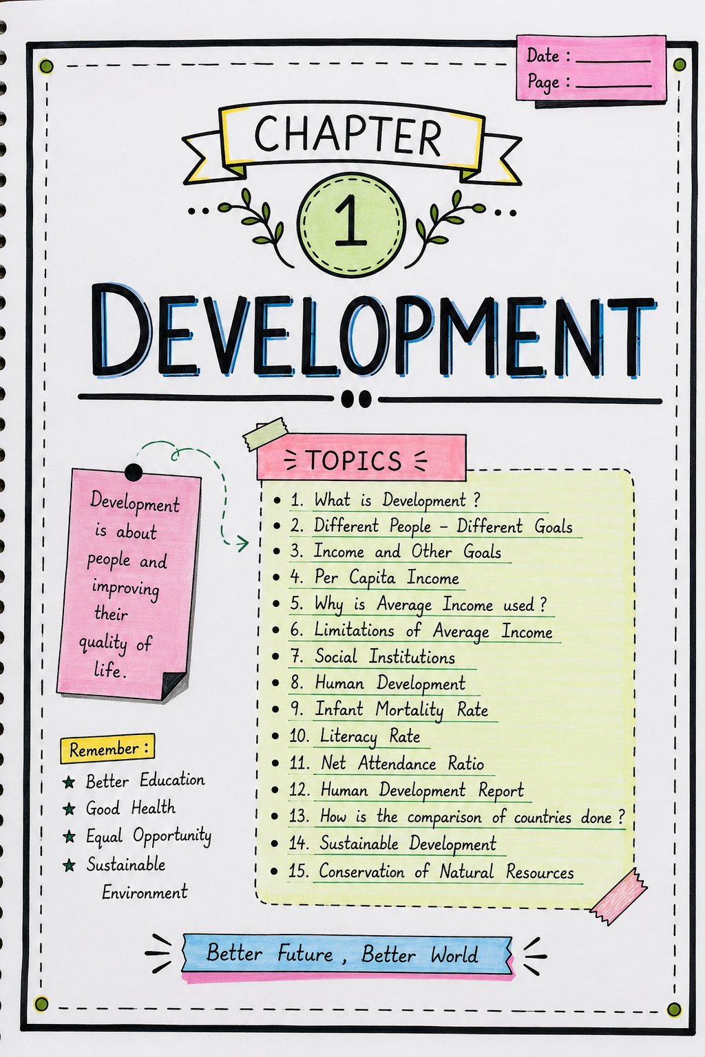 Download Class 10 social science - economics chapter 1 development| class notes| hand written notes  - Vidyari